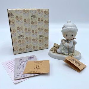 Vintage 1988 Enesco Precious Moments Meowie Christmas 109800 Porcelain Figurine